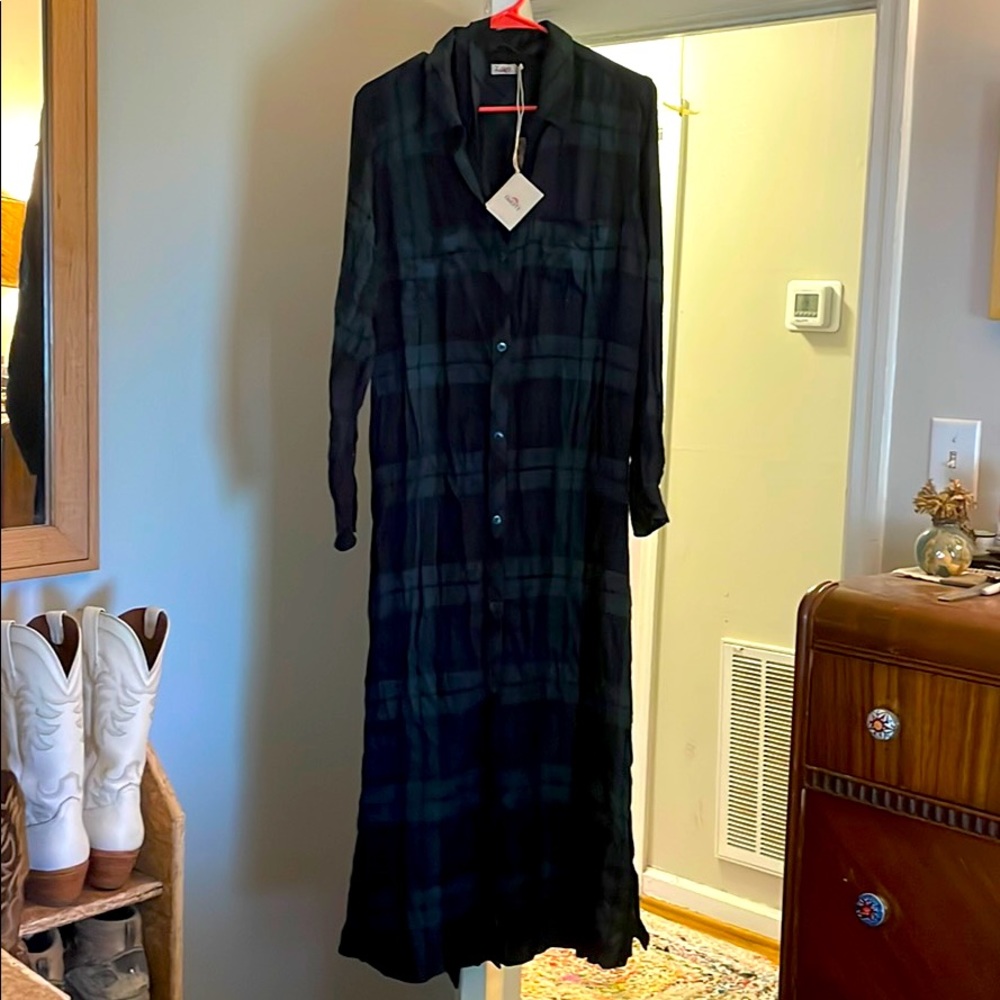 Faherty Dolly Dress Black Watch Plaid